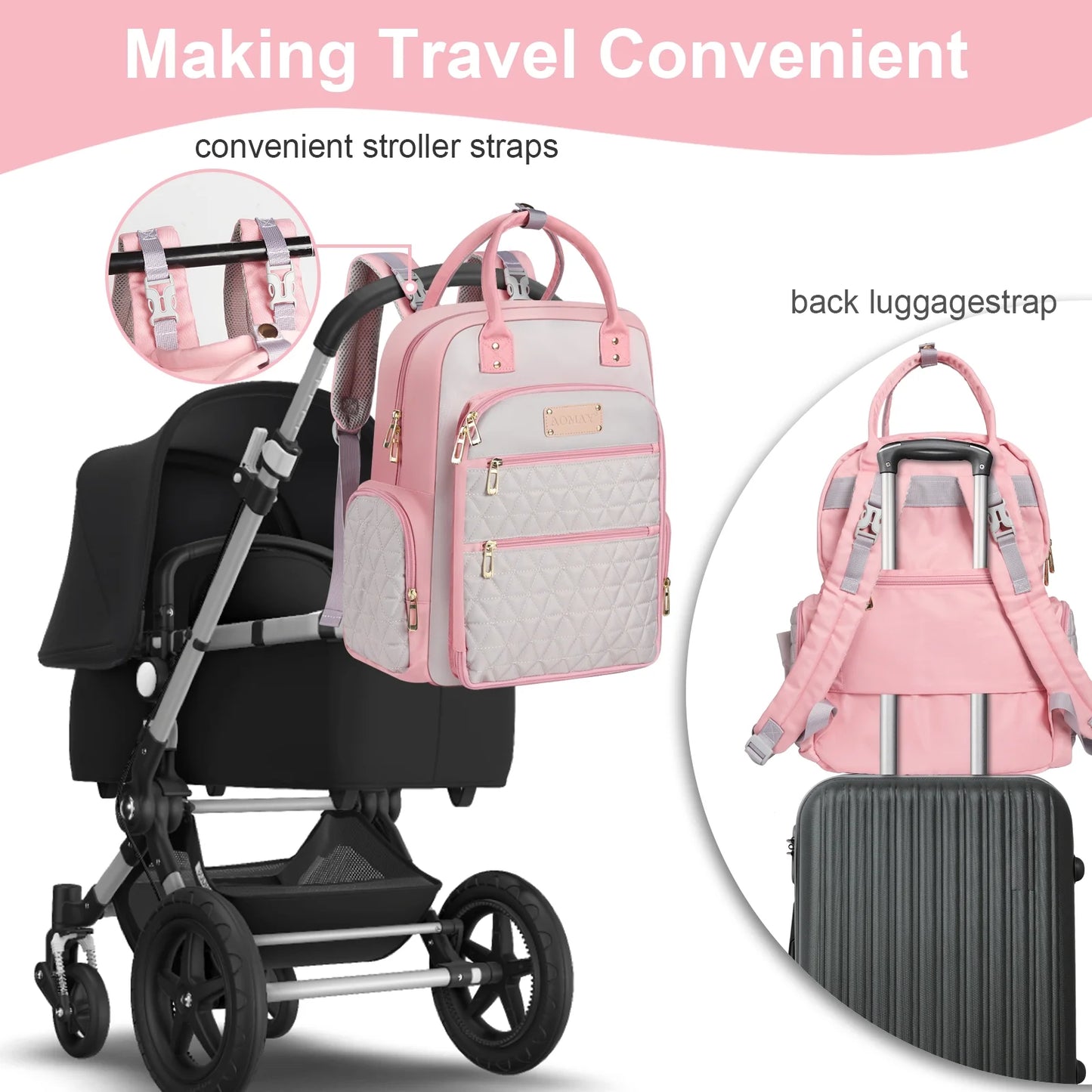 Diaper Bag Backpack - Mommy Bag for Hospital, Travel Backpacks, Large Capacity, Multifunctional