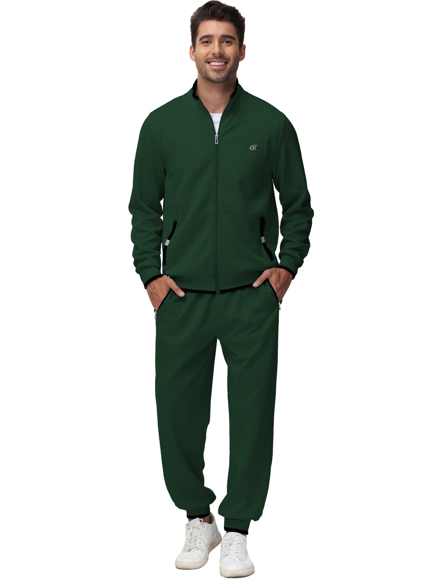 Men'S Tracksuits Sweatsuits for Men Set Track Suits 2 Piece Casual Athletic Jogging Warm up Full Zip Sweat Suits Armygreen L