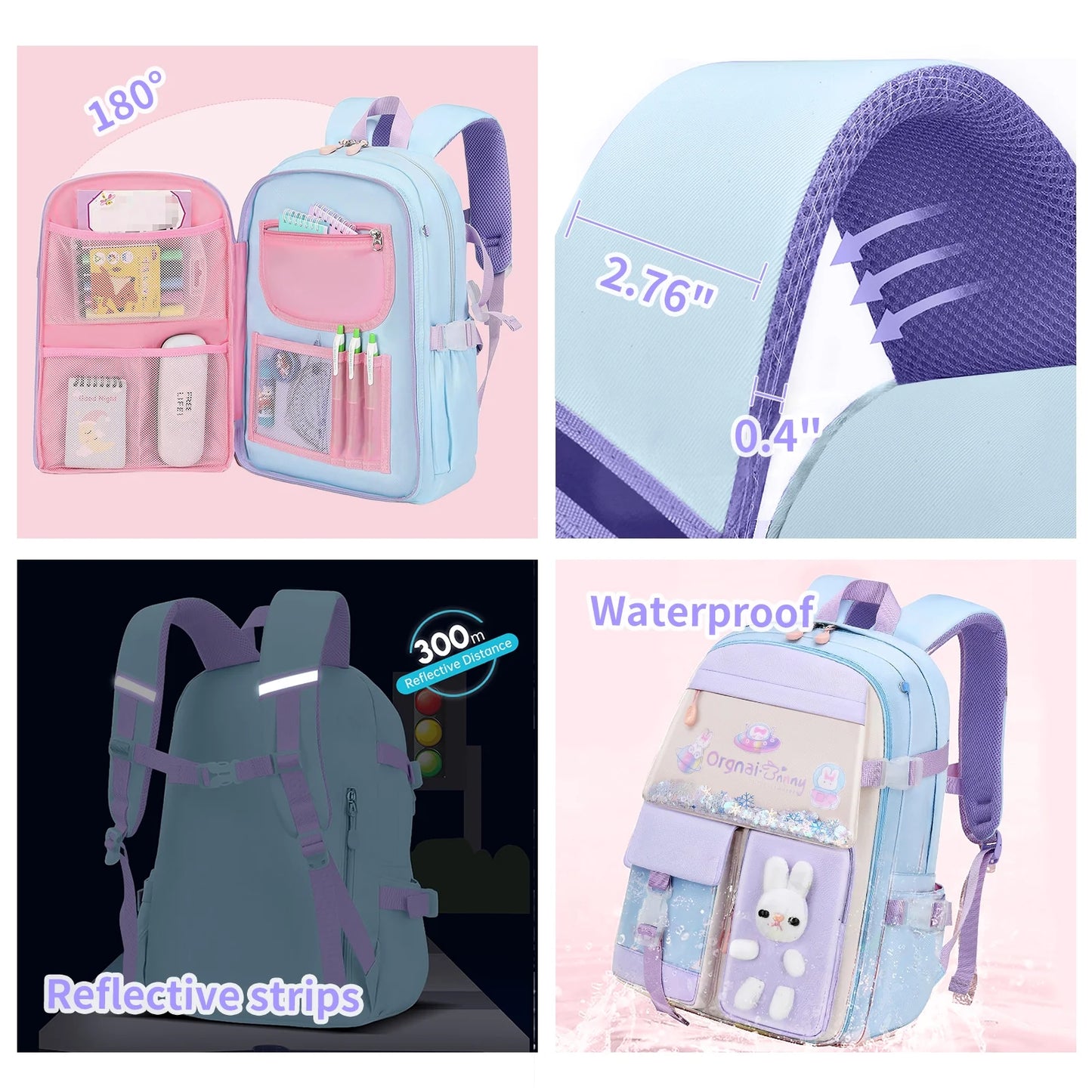 Backpacks Bunny School Backpack Cute Backpack Laptop Bag School Bookbag, Blue