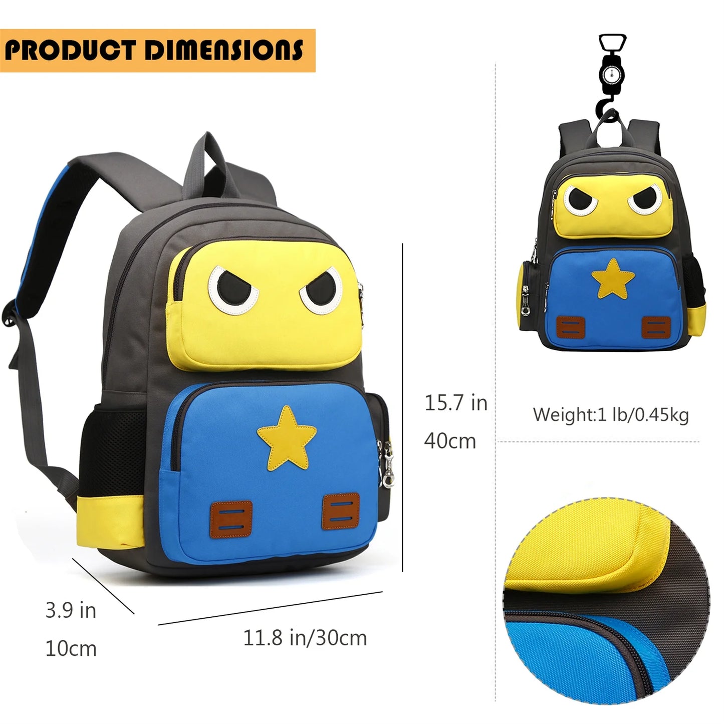 Robot Backpacks,Cute Daycare Backpacks Book Bags Yellow