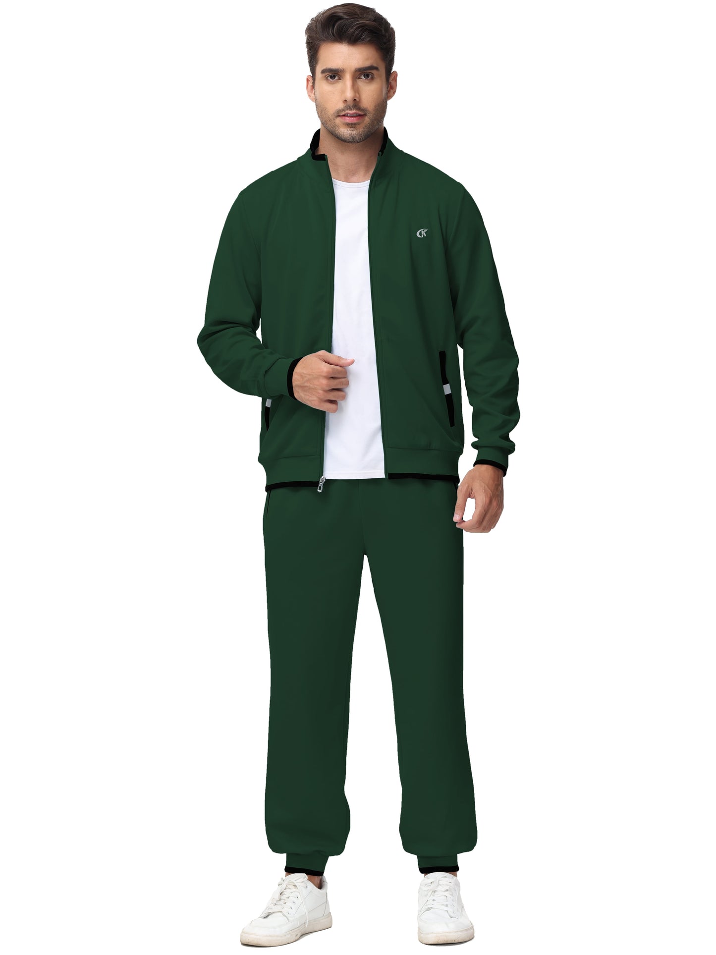 Men'S Tracksuits Sweatsuits for Men Set Track Suits 2 Piece Casual Athletic Jogging Warm up Full Zip Sweat Suits Armygreen L