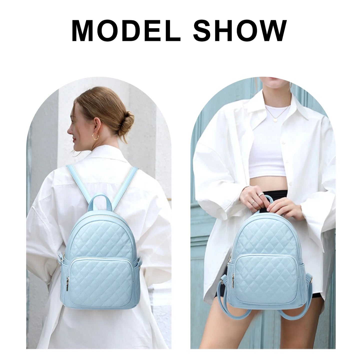 Women Mini Quilted Fashion Backpacks Purse Leather Small Backpack for Travel