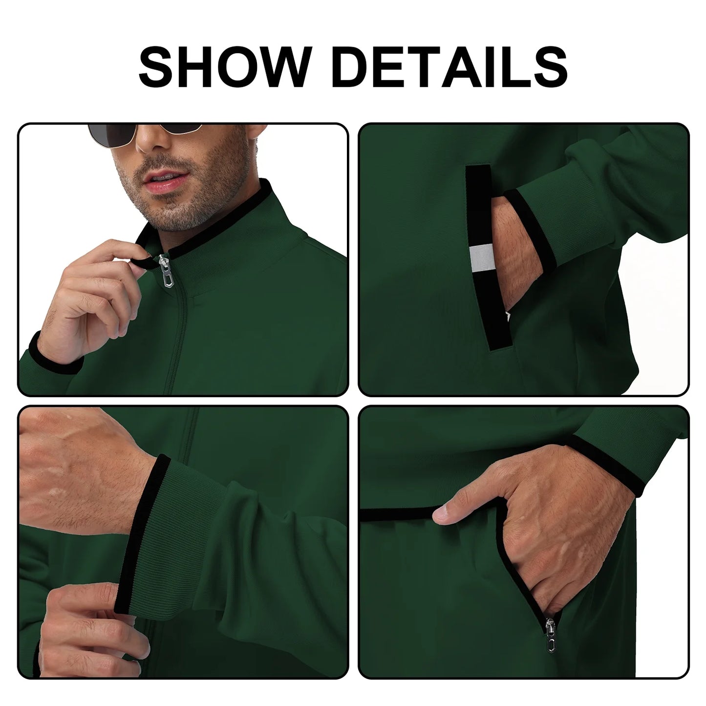 Men'S Tracksuits Sweatsuits for Men Set Track Suits 2 Piece Casual Athletic Jogging Warm up Full Zip Sweat Suits Armygreen L