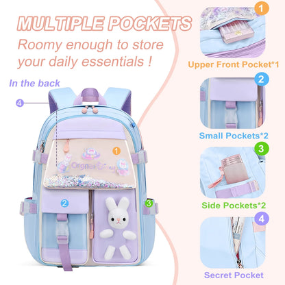 Backpacks Bunny School Backpack Cute Backpack Laptop Bag School Bookbag, Blue