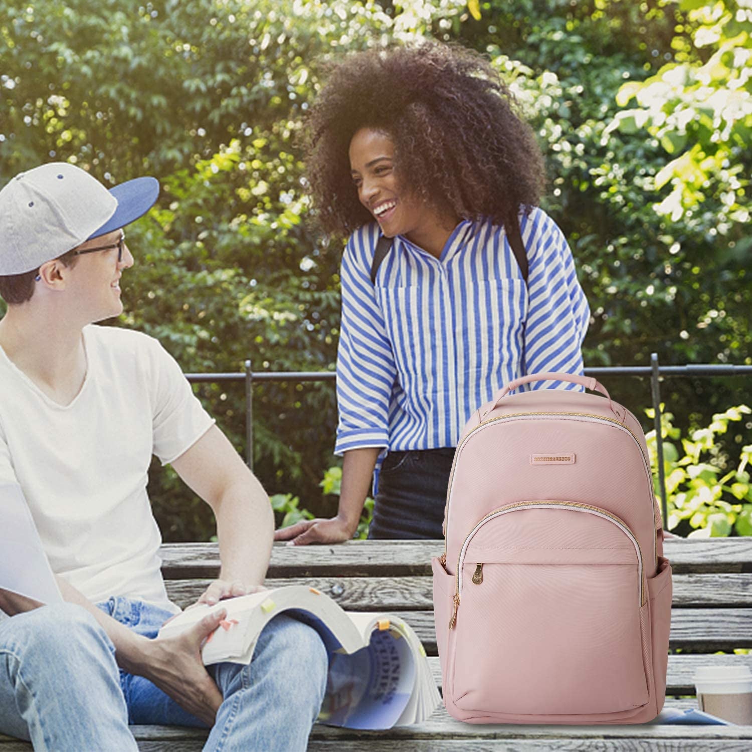 Laptop Backpack for Women, Travel Bookbag for 17.3 Inch Computer, Backpack for Work Travel College, Large Pink