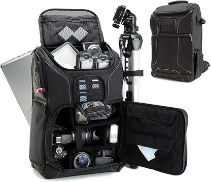 Camera Backpack for Photographers Dslr/Slr/Mirrorless Photography Camera Bag with Laptop Compartment, Waterproof Rain Cover & Tripod Holder, Compatible with Canon/Nikon/Sony (Black)