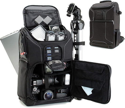 Camera Backpack for Photographers Dslr/Slr/Mirrorless Photography Camera Bag with Laptop Compartment, Waterproof Rain Cover & Tripod Holder, Compatible with Canon/Nikon/Sony (Black)