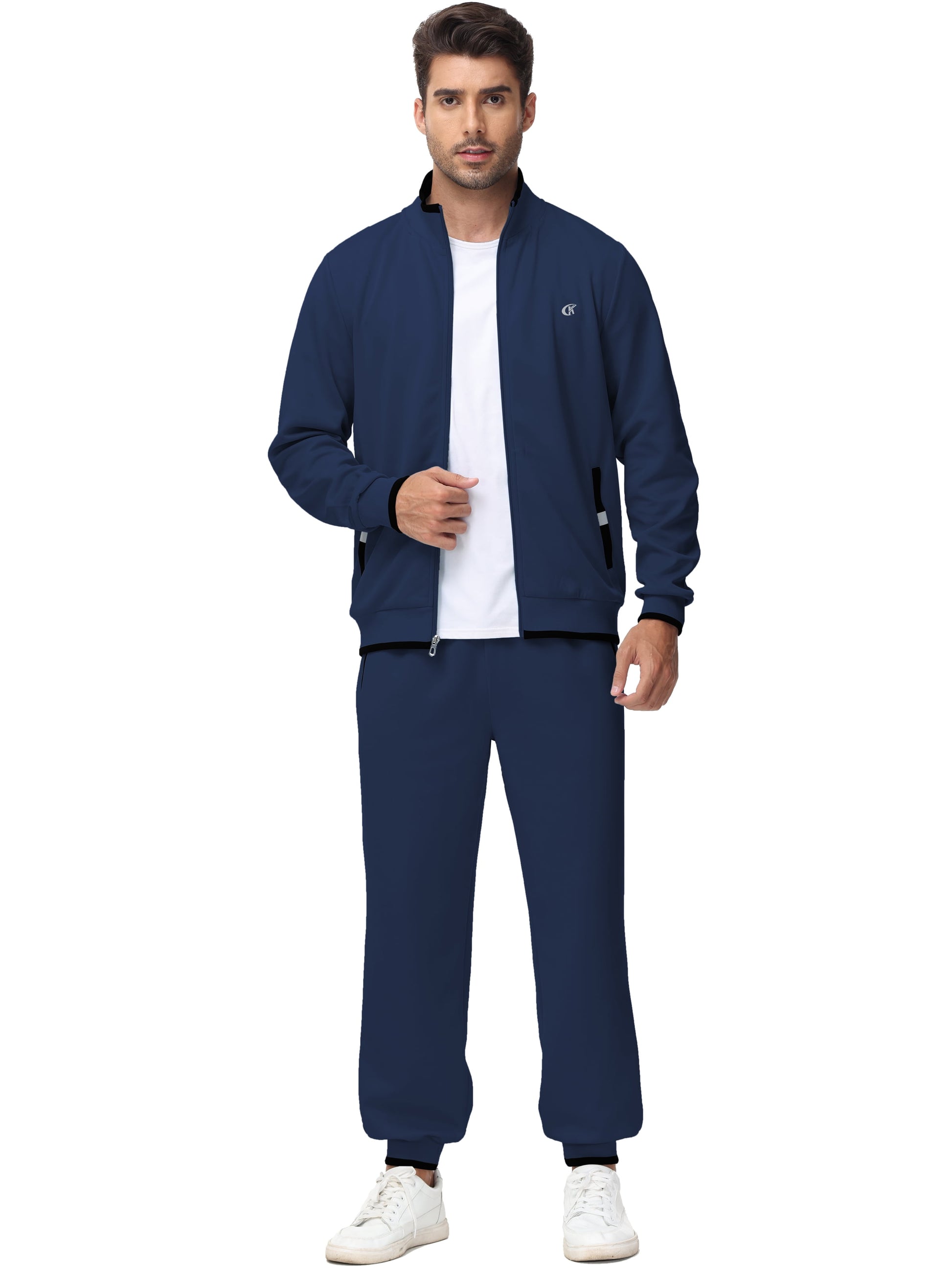 Men'S Tracksuits Sweatsuits for Men Set Track Suits 2 Piece Casual Athletic Jogging Warm up Full Zip Sweat Suits Navy XL