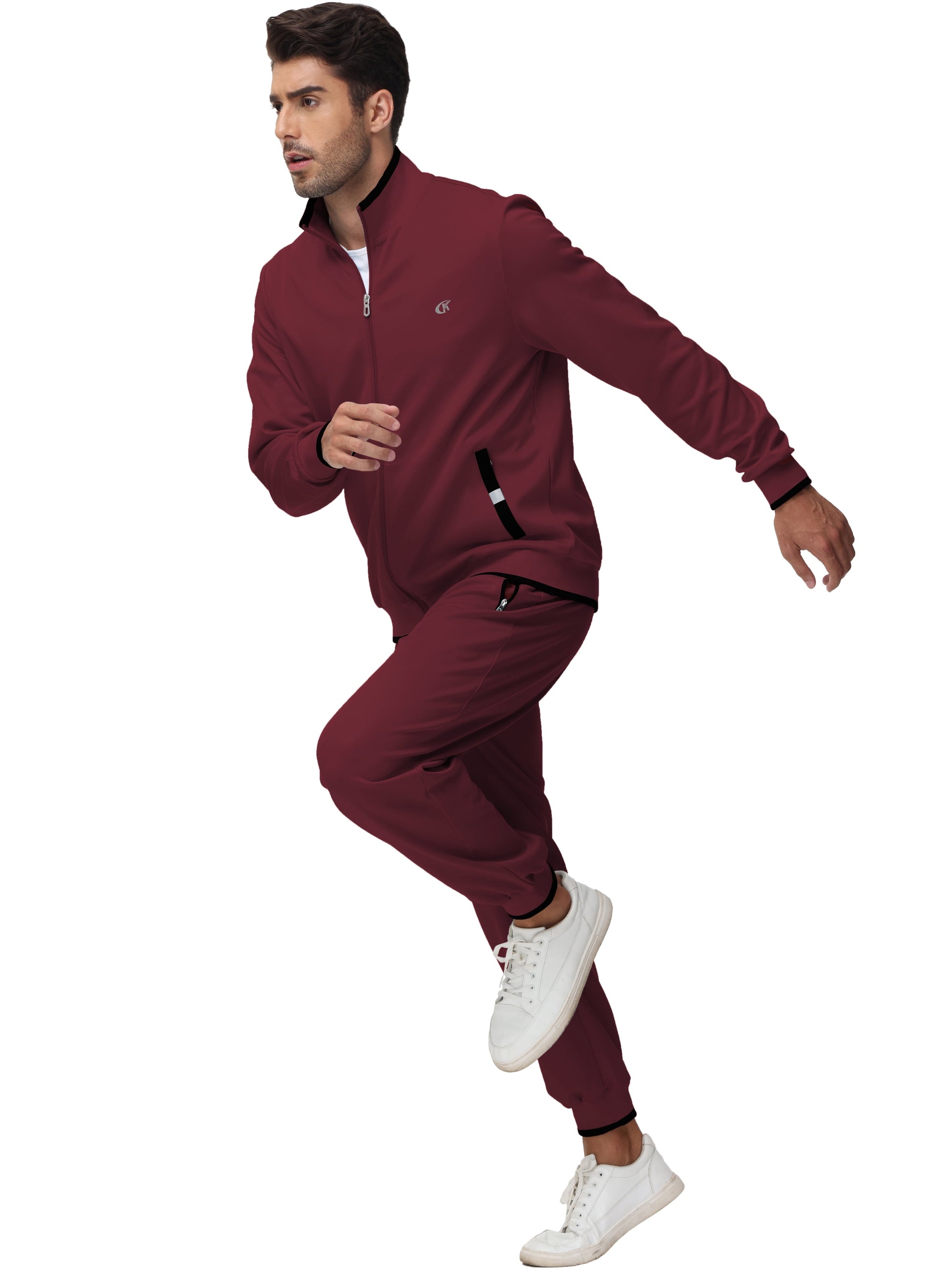 Men'S Tracksuits Sweatsuits for Men Set Track Suits 2 Piece Casual Athletic Jogging Warm up Full Zip Sweat Suits Wine Red XL
