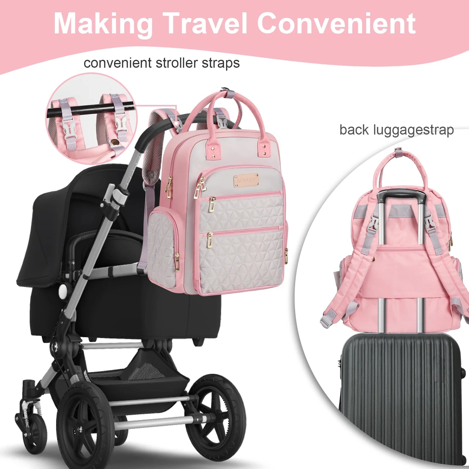 Diaper Bag Backpack - Mommy Bag for Hospital, Travel Backpacks, Large Capacity, Multifunctional