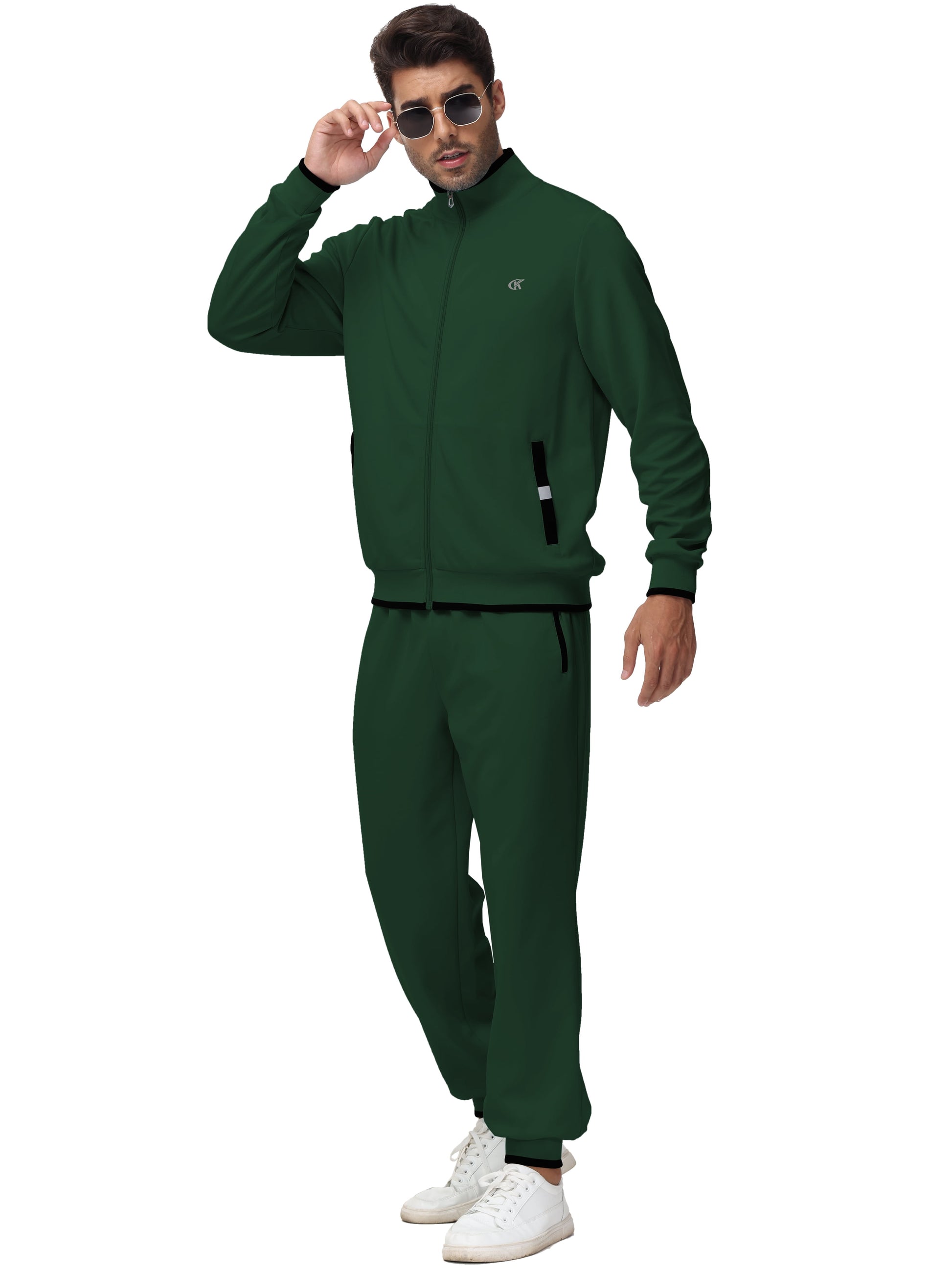Men'S Tracksuits Sweatsuits for Men Set Track Suits 2 Piece Casual Athletic Jogging Warm up Full Zip Sweat Suits Armygreen L