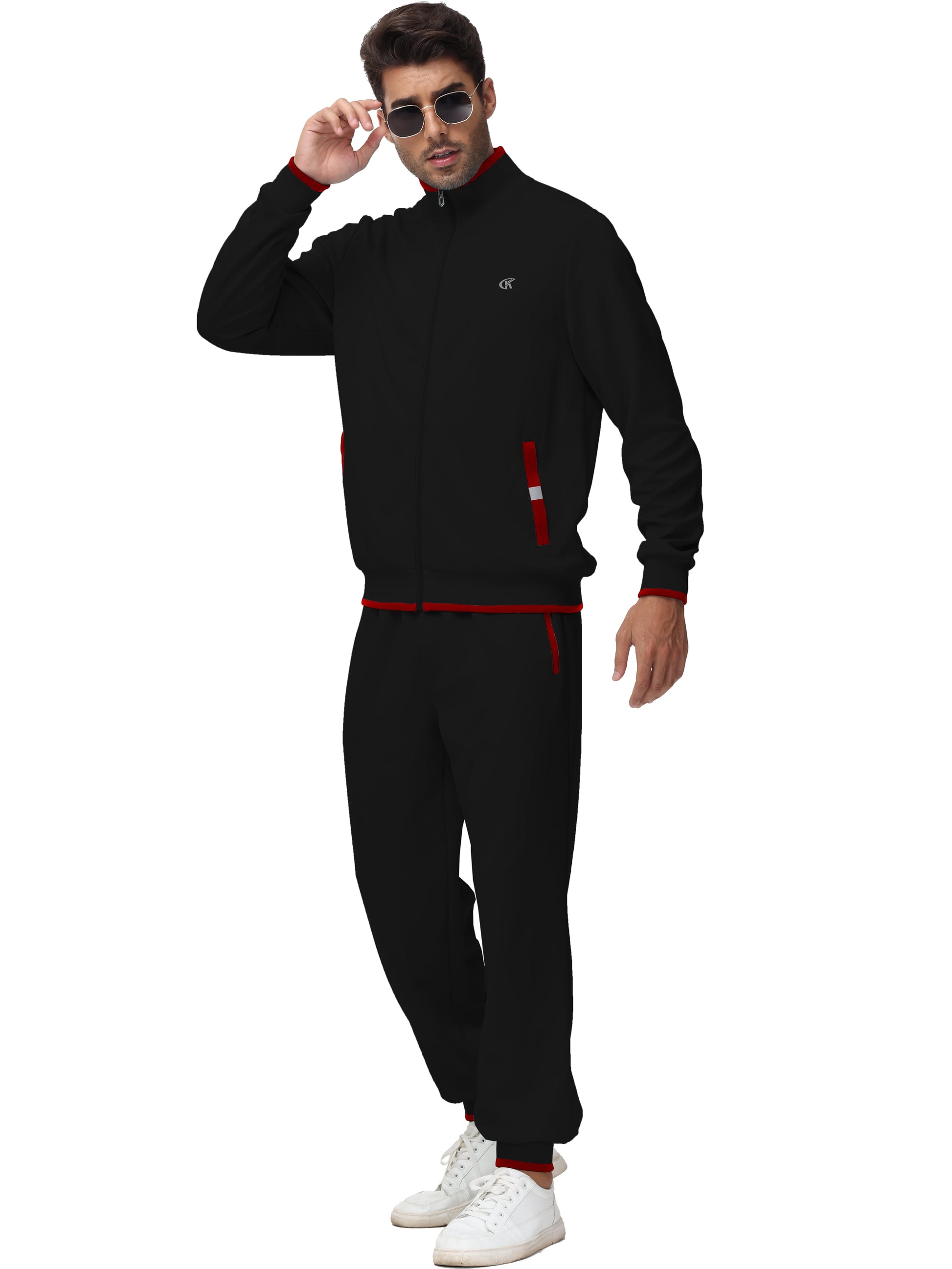 Men'S Tracksuits Sweatsuits for Men Set Track Suits 2 Piece Casual Athletic Jogging Warm up Full Zip Sweat Suits Black XL