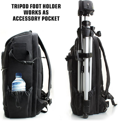 Camera Backpack for Photographers Dslr/Slr/Mirrorless Photography Camera Bag with Laptop Compartment, Waterproof Rain Cover & Tripod Holder, Compatible with Canon/Nikon/Sony (Black)