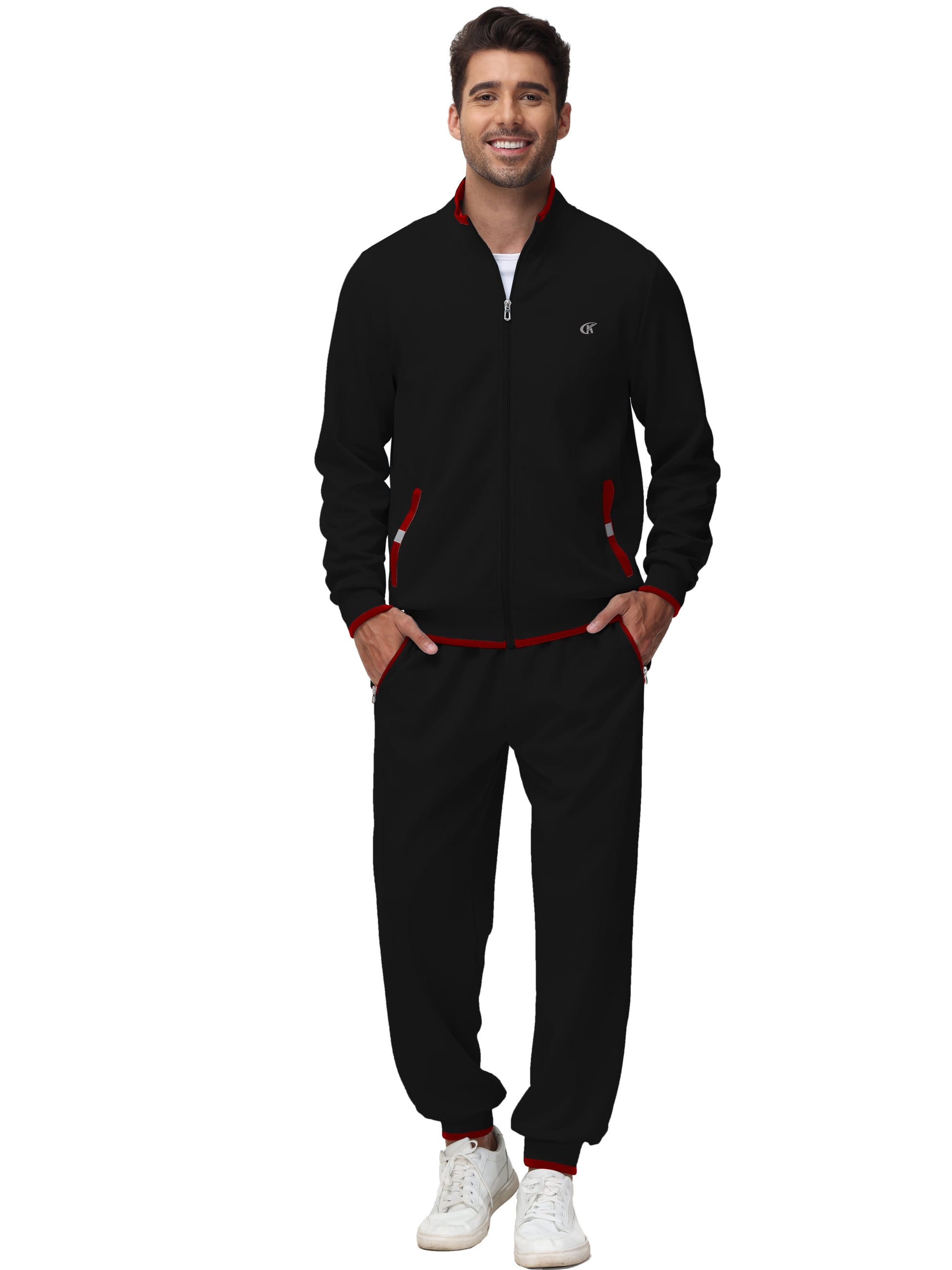 Men'S Tracksuits Sweatsuits for Men Set Track Suits 2 Piece Casual Athletic Jogging Warm up Full Zip Sweat Suits Black XL