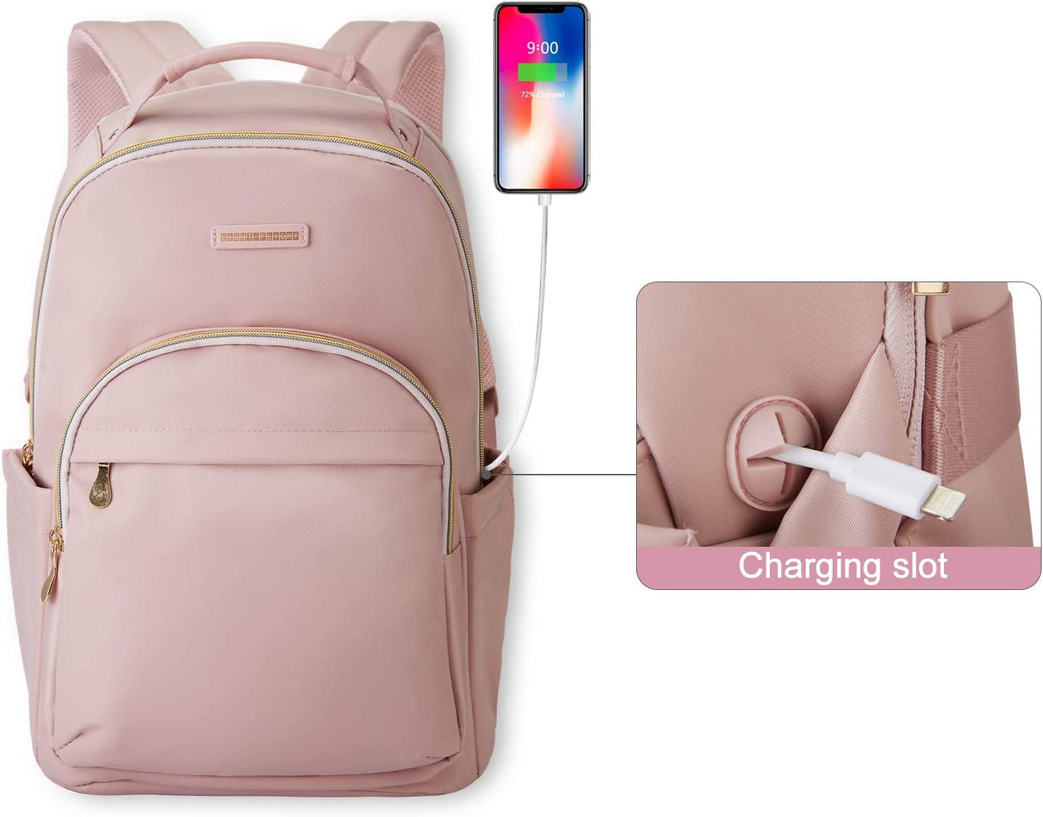 Laptop Backpack for Women, Travel Bookbag for 17.3 Inch Computer, Backpack for Work Travel College, Large Pink