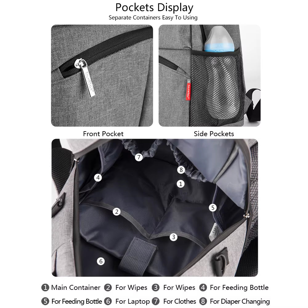 Brand New Style Solid Color Baby Diaper Bags Backpacks Multifunctional Mommy Bags Backpacks Waterproof Nappy Backpacks