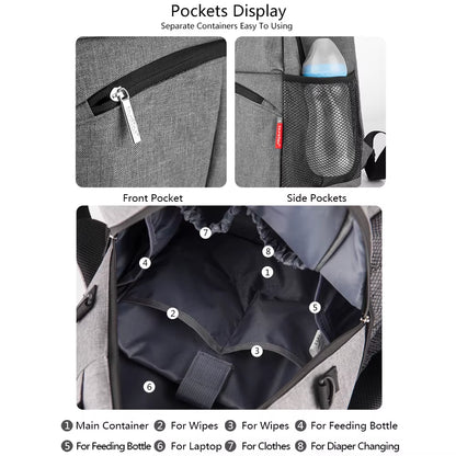 Brand New Style Solid Color Baby Diaper Bags Backpacks Multifunctional Mommy Bags Backpacks Waterproof Nappy Backpacks