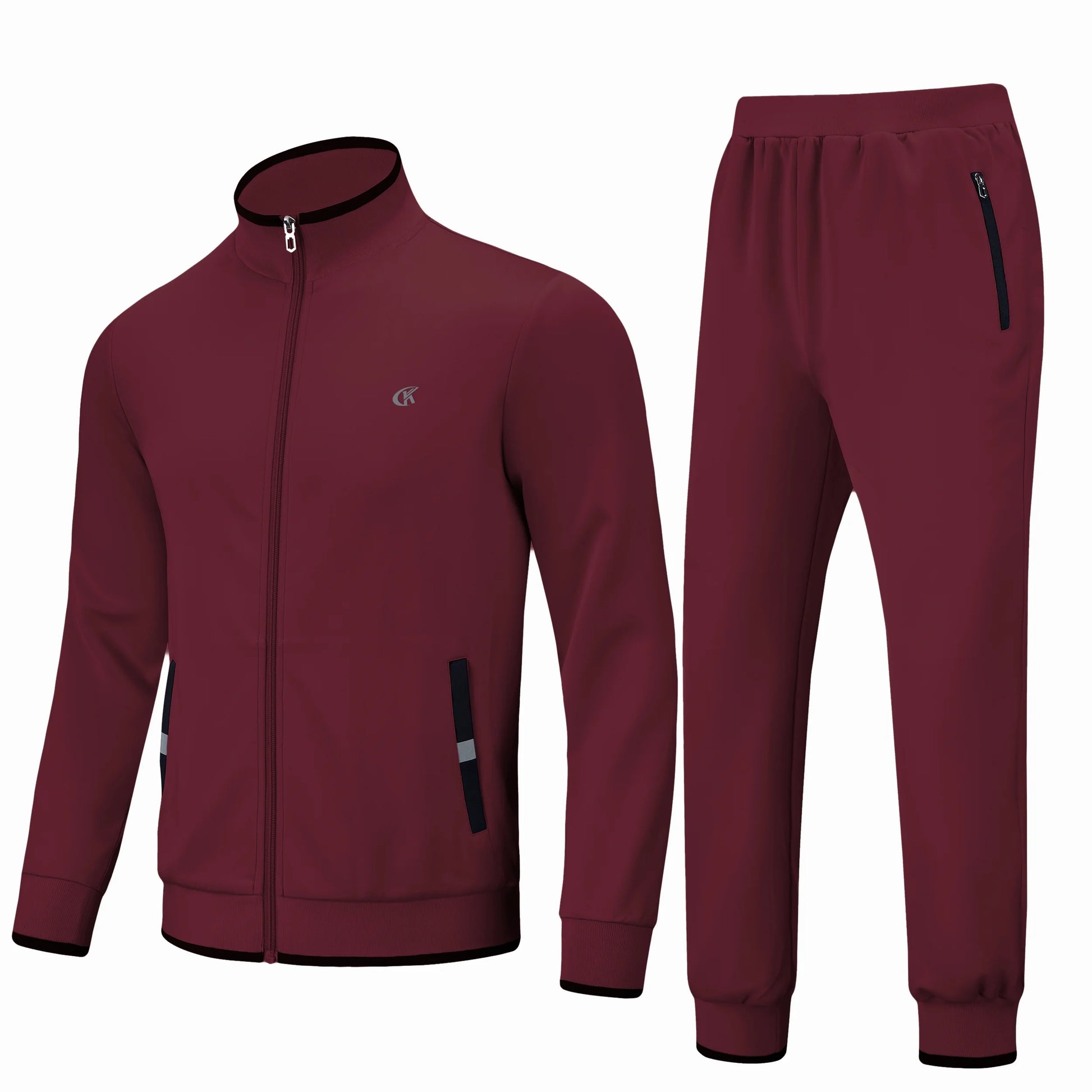 Men'S Tracksuits Sweatsuits for Men Set Track Suits 2 Piece Casual Athletic Jogging Warm up Full Zip Sweat Suits Wine Red XL
