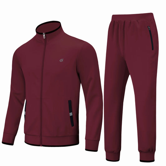 Men'S Tracksuits Sweatsuits for Men Set Track Suits 2 Piece Casual Athletic Jogging Warm up Full Zip Sweat Suits Wine Red XL