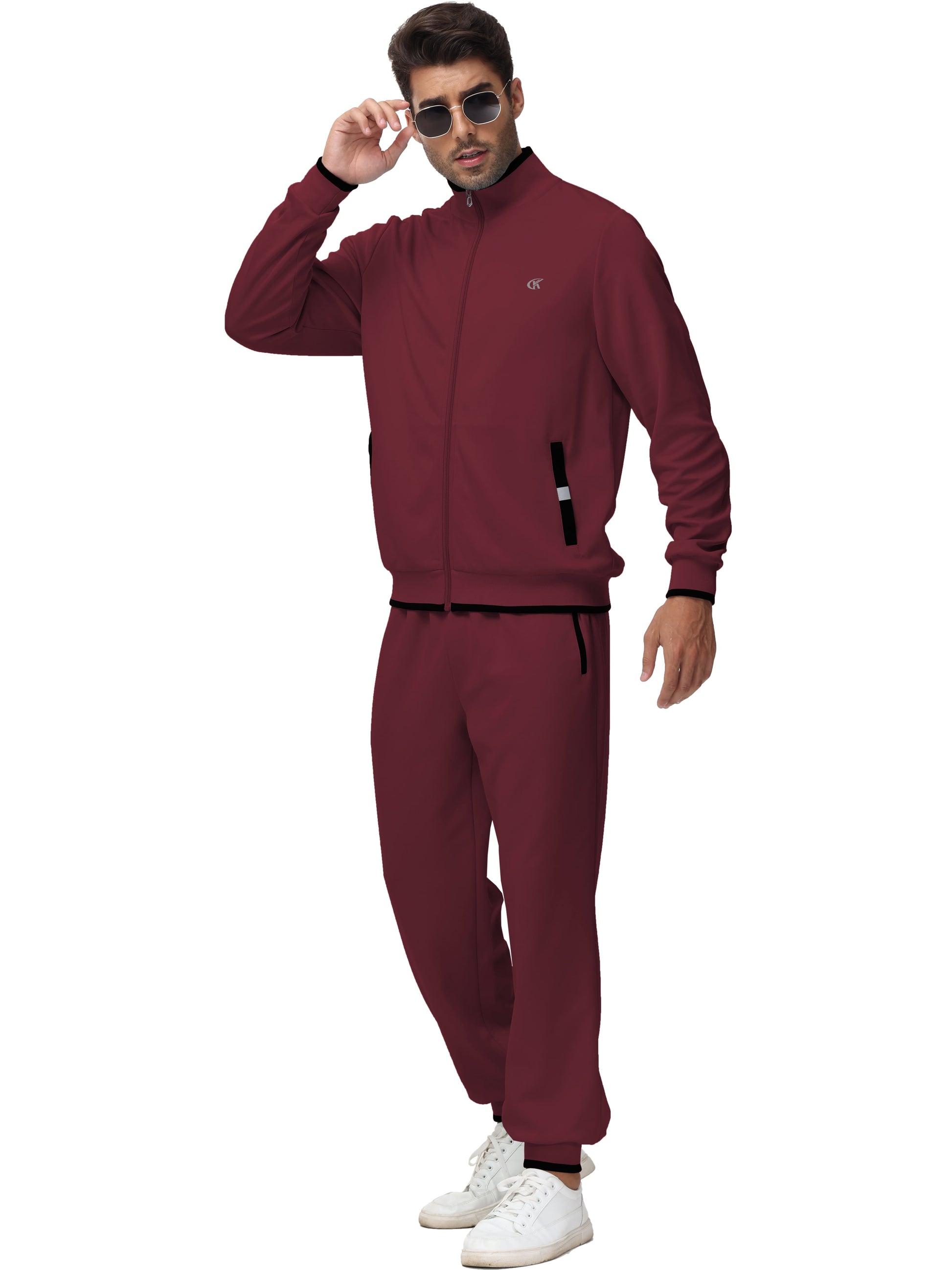 Men'S Tracksuits Sweatsuits for Men Set Track Suits 2 Piece Casual Athletic Jogging Warm up Full Zip Sweat Suits Wine Red XL