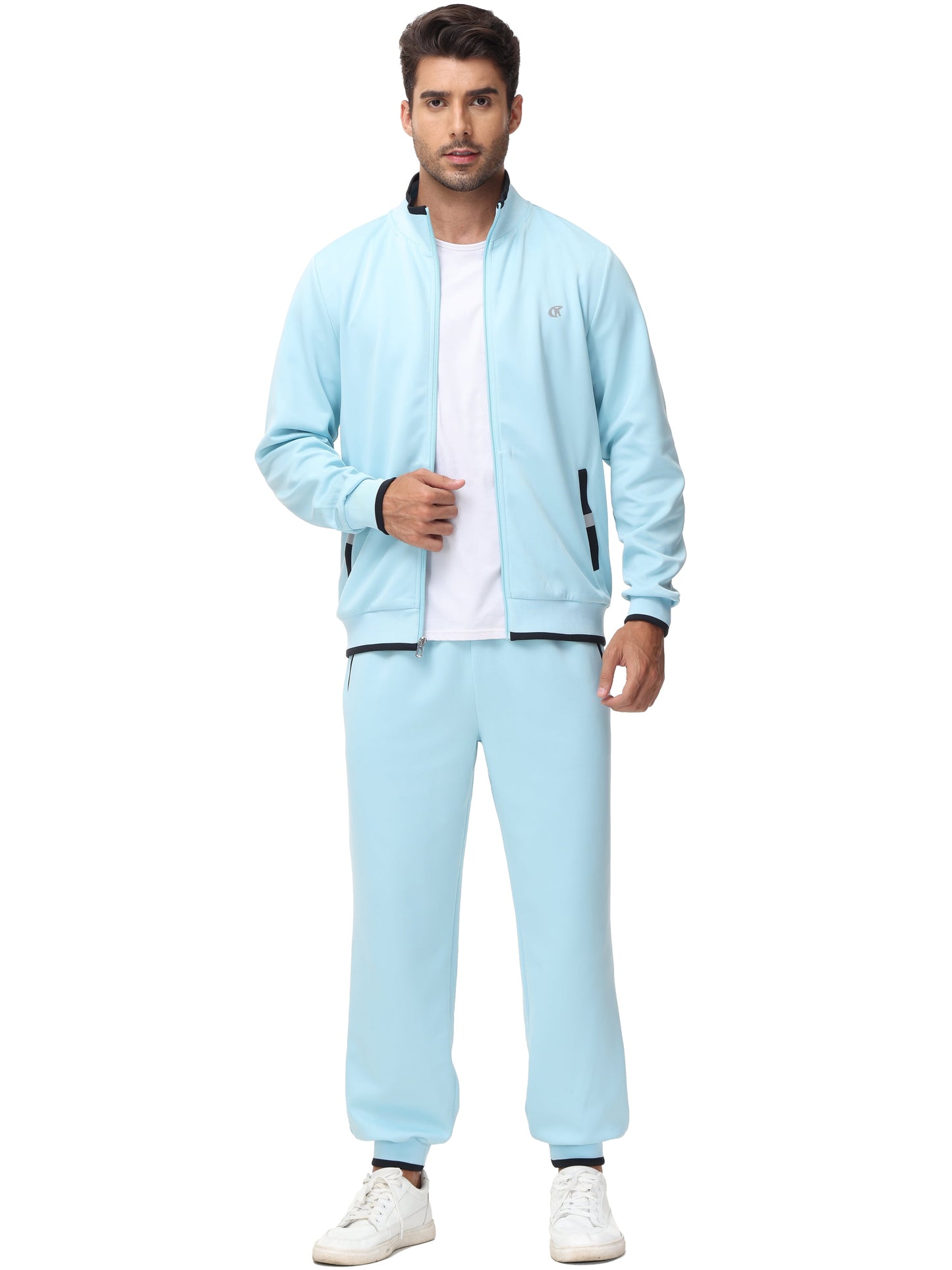 Men'S Tracksuits Sweatsuits for Men Set Track Suits 2 Piece Casual Athletic Jogging Warm up Full Zip Sweat Suits Grayblue S