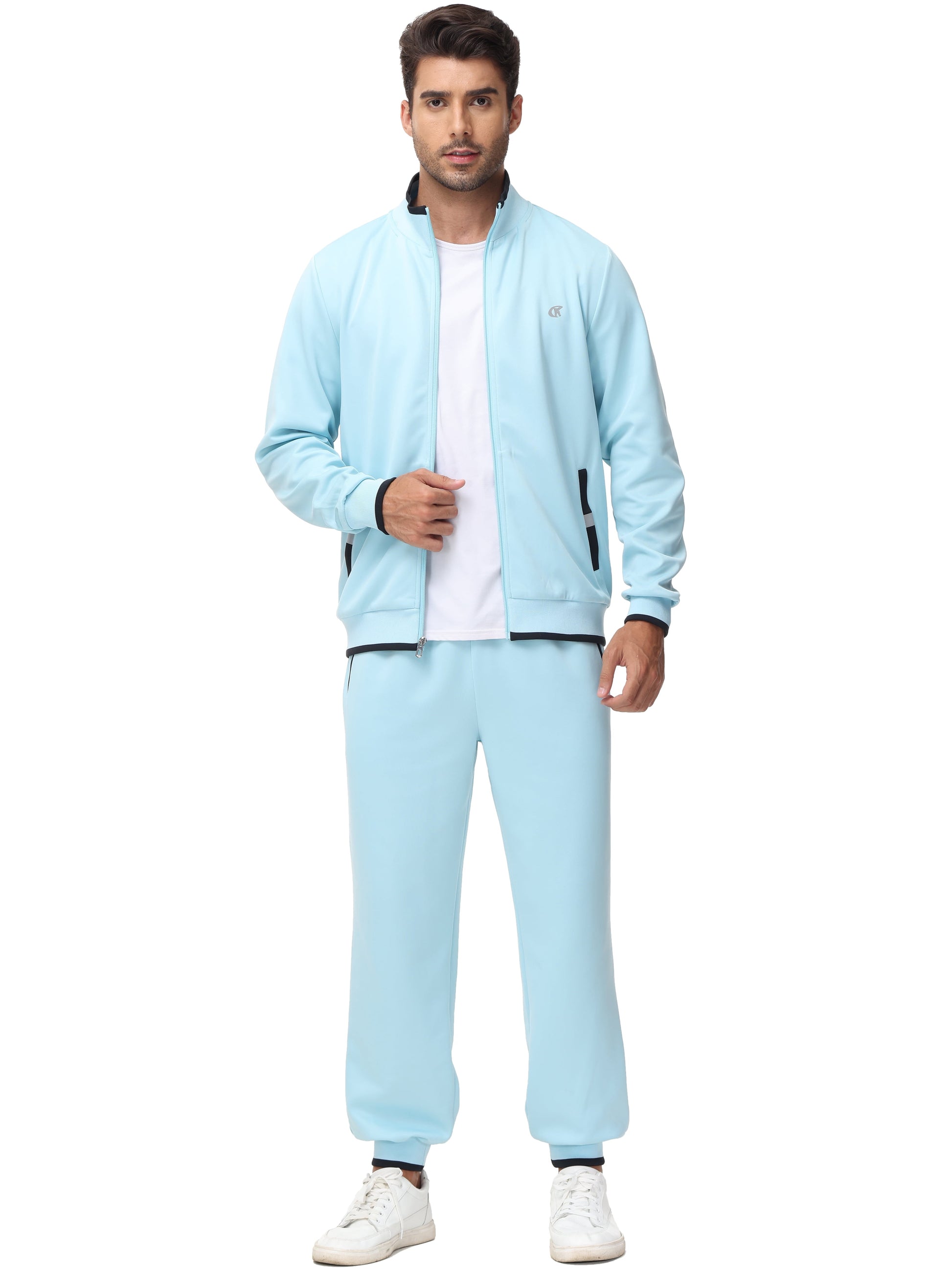 Men'S Tracksuits Sweatsuits for Men Set Track Suits 2 Piece Casual Athletic Jogging Warm up Full Zip Sweat Suits Grayblue S