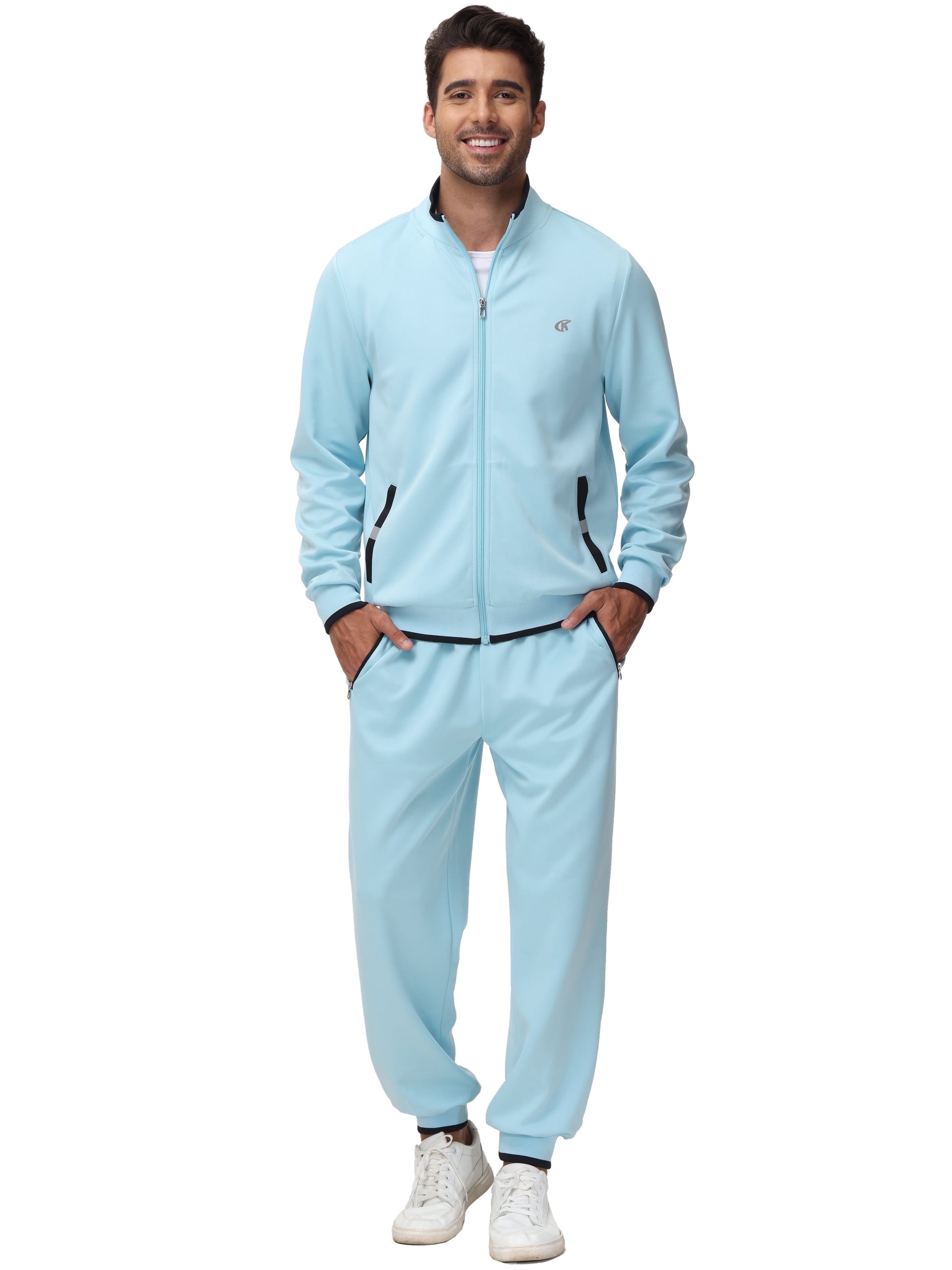 Men'S Tracksuits Sweatsuits for Men Set Track Suits 2 Piece Casual Athletic Jogging Warm up Full Zip Sweat Suits Grayblue S