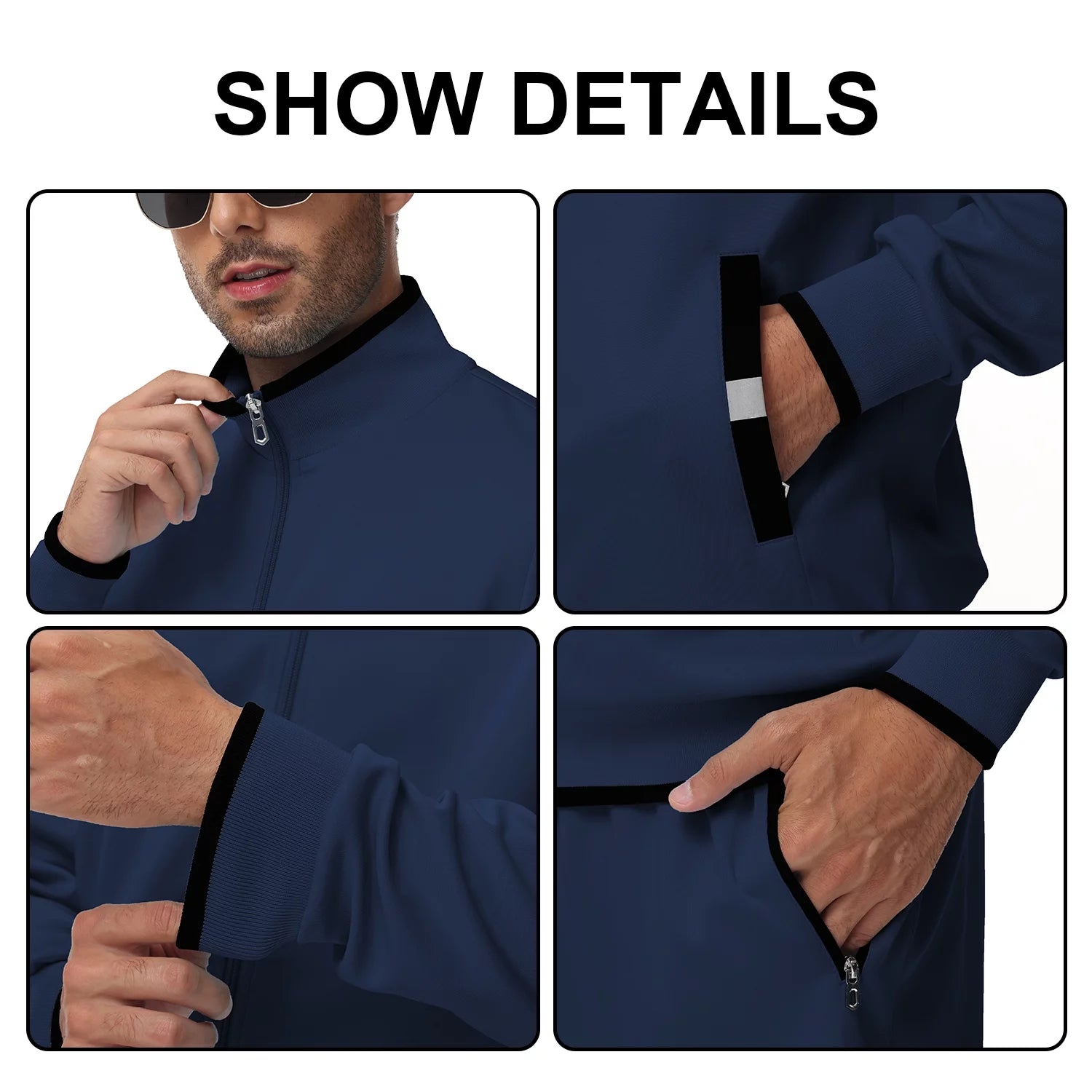 Men'S Tracksuits Sweatsuits for Men Set Track Suits 2 Piece Casual Athletic Jogging Warm up Full Zip Sweat Suits Navy XL