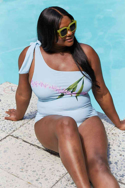 Marina West Pastel Blue One Shoulder Swimsuit - Vacay Mode