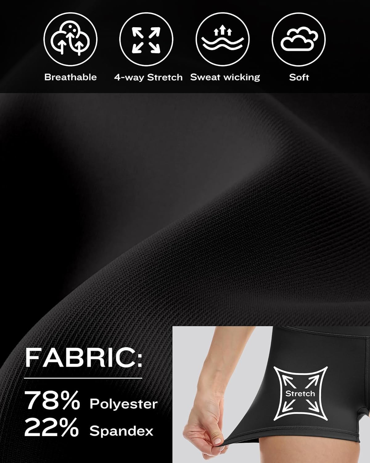 High Waisted Spandex Biker Shorts, Workout Booty Soft Yoga Shorts for Women