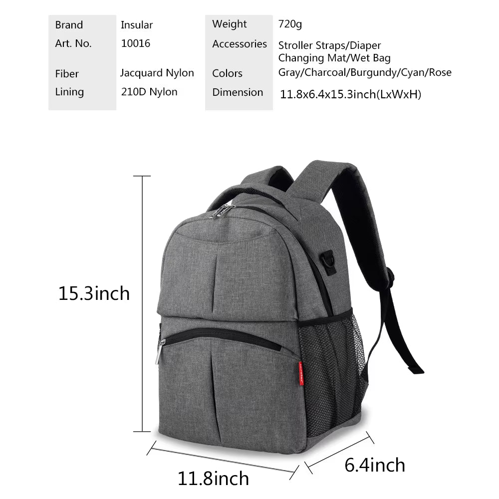 Brand New Style Solid Color Baby Diaper Bags Backpacks Multifunctional Mommy Bags Backpacks Waterproof Nappy Backpacks