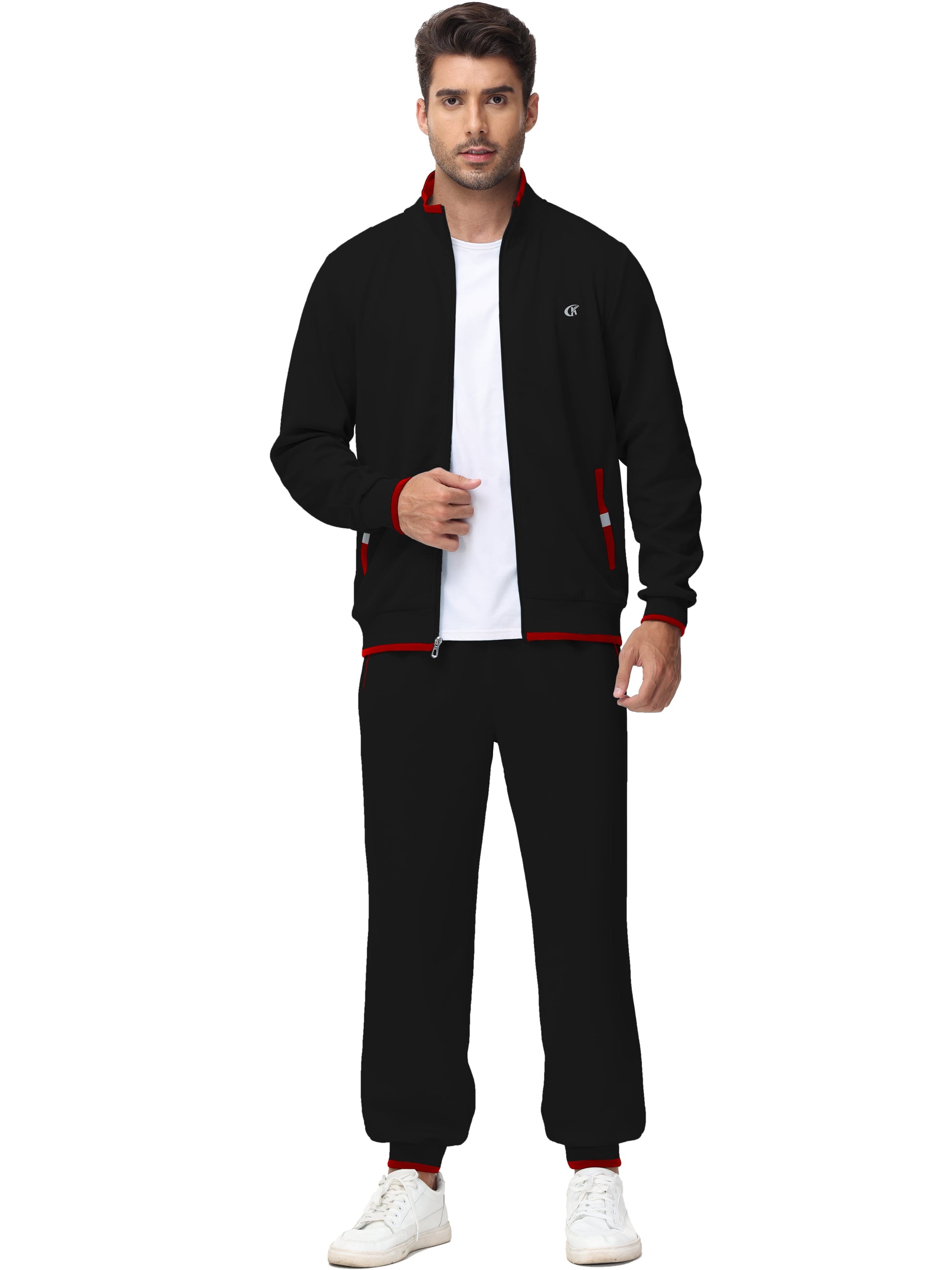 Men'S Tracksuits Sweatsuits for Men Set Track Suits 2 Piece Casual Athletic Jogging Warm up Full Zip Sweat Suits Black XL