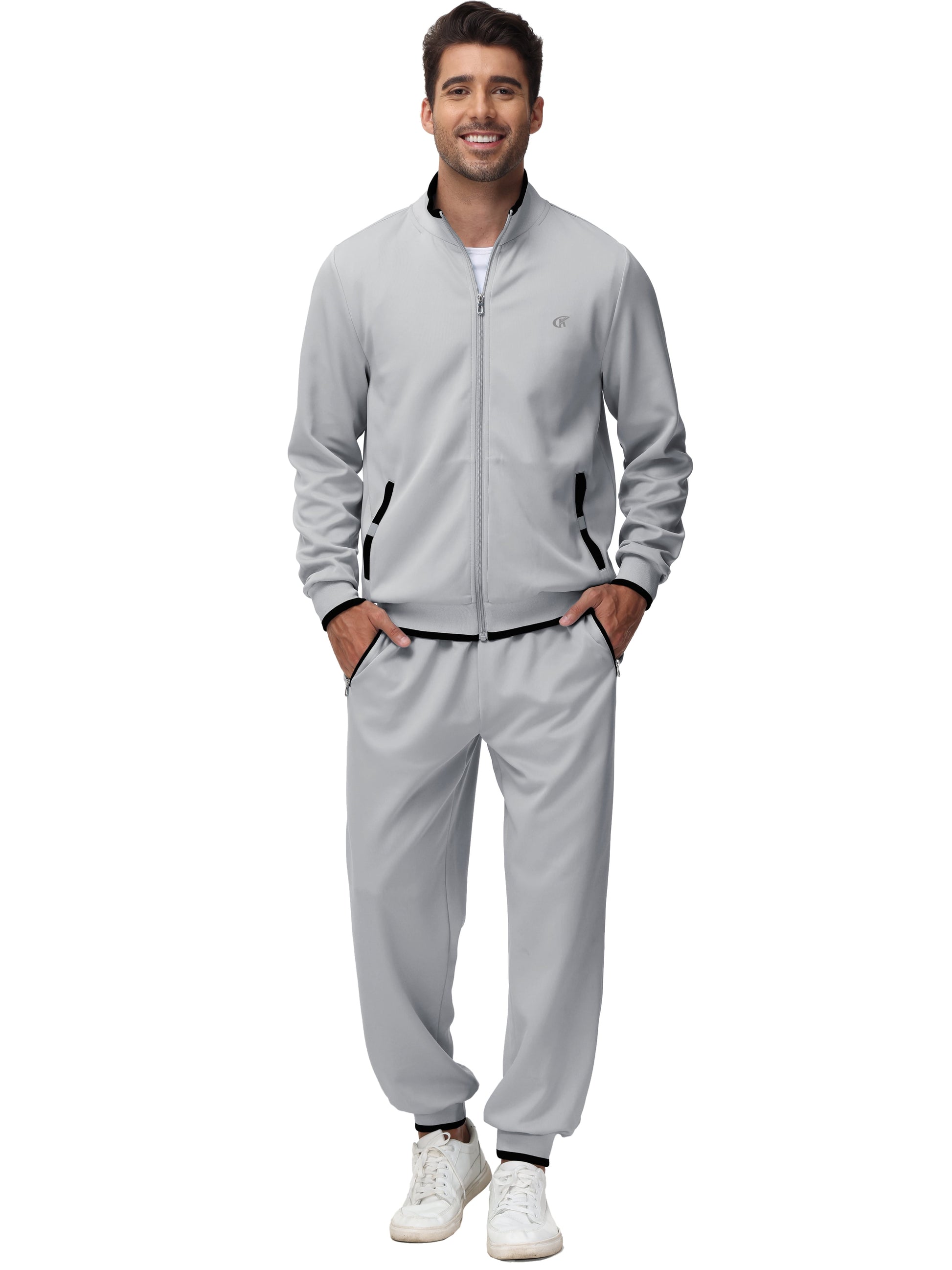 Men'S Tracksuits Sweatsuits for Men Set Track Suits 2 Piece Casual Athletic Jogging Warm up Full Zip Sweat Suits Darkgrey 2XL