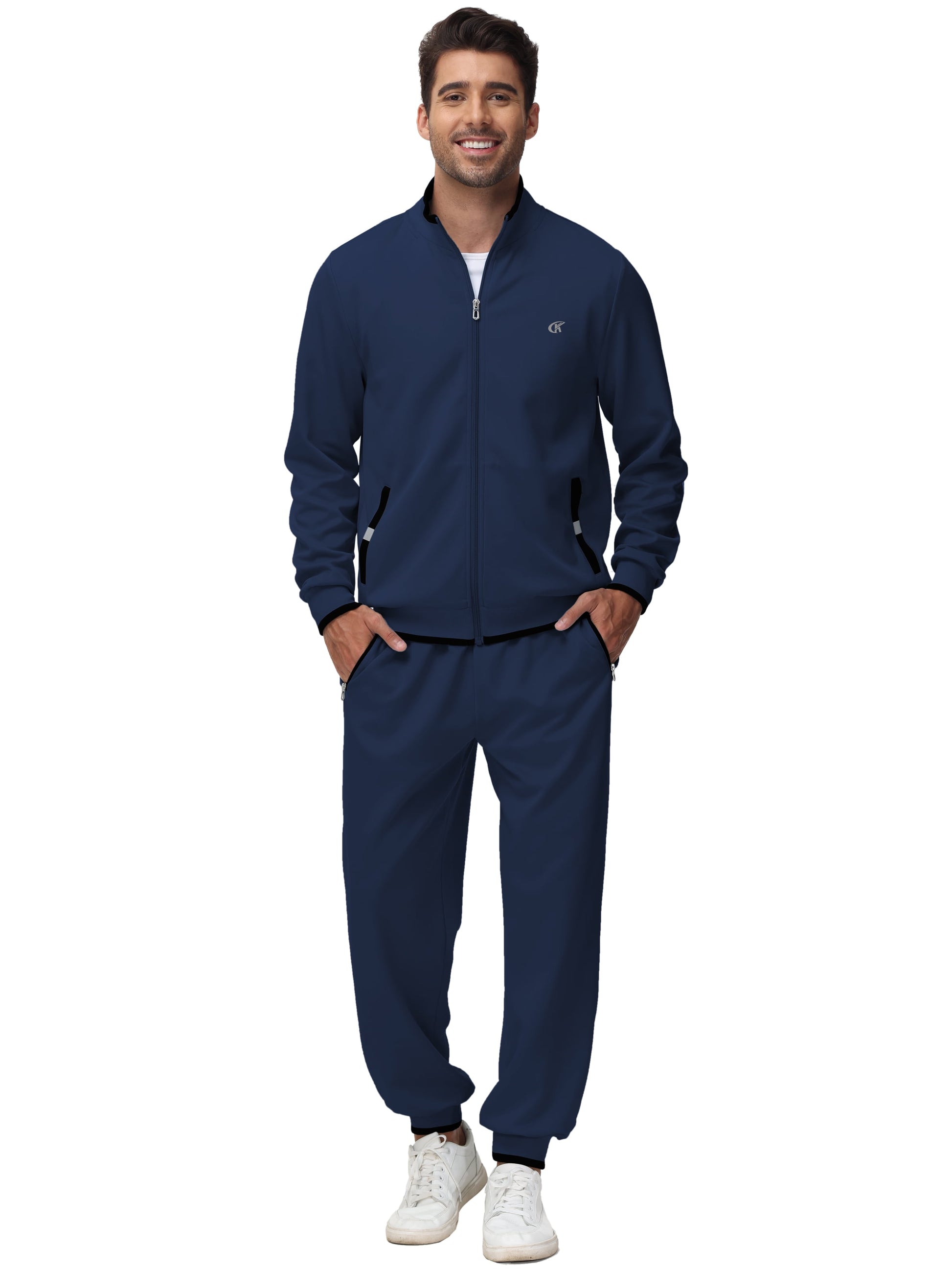 Men'S Tracksuits Sweatsuits for Men Set Track Suits 2 Piece Casual Athletic Jogging Warm up Full Zip Sweat Suits Navy XL