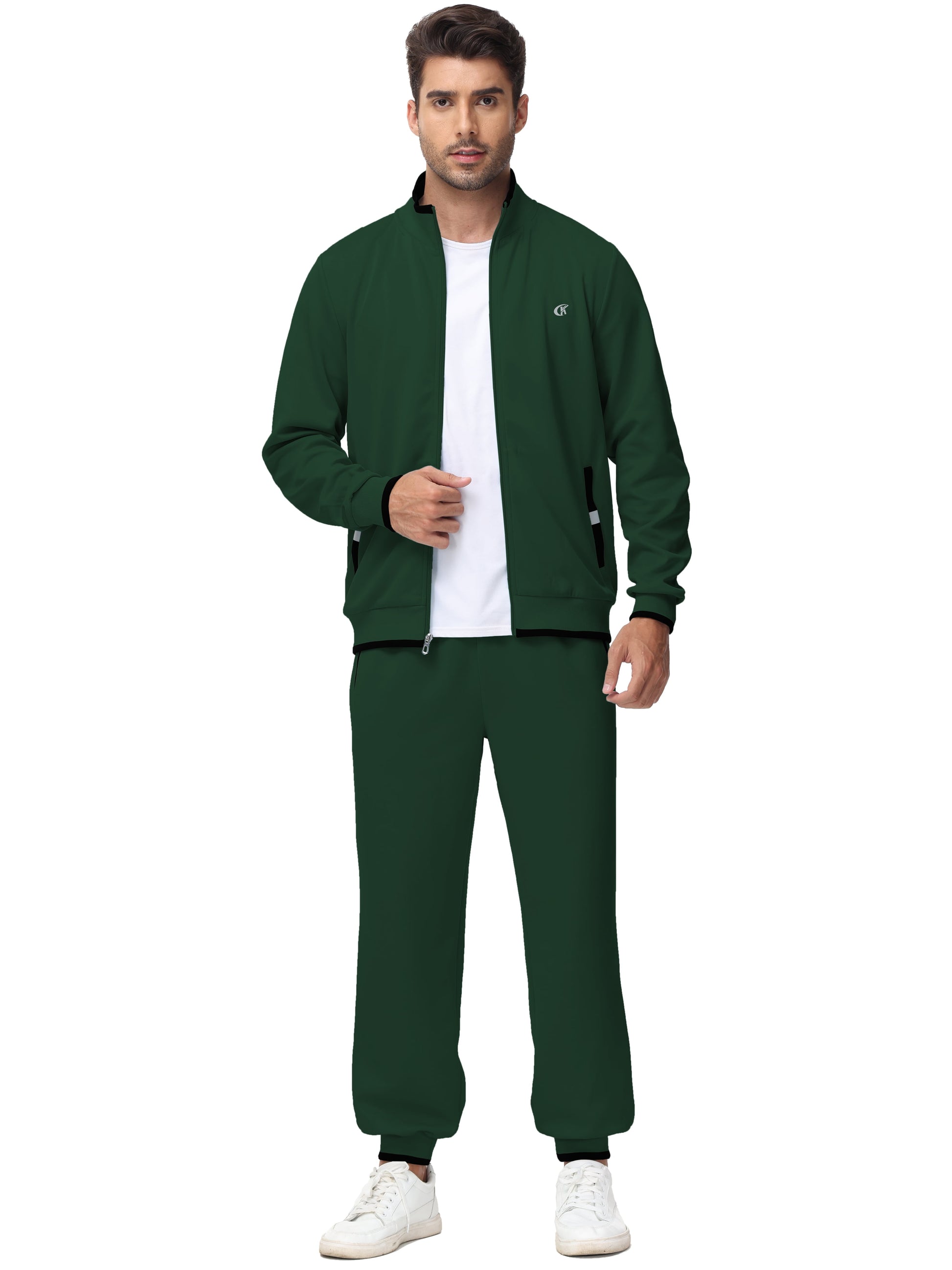 Men'S Tracksuits Sweatsuits for Men Set Track Suits 2 Piece Casual Athletic Jogging Warm up Full Zip Sweat Suits Armygreen L