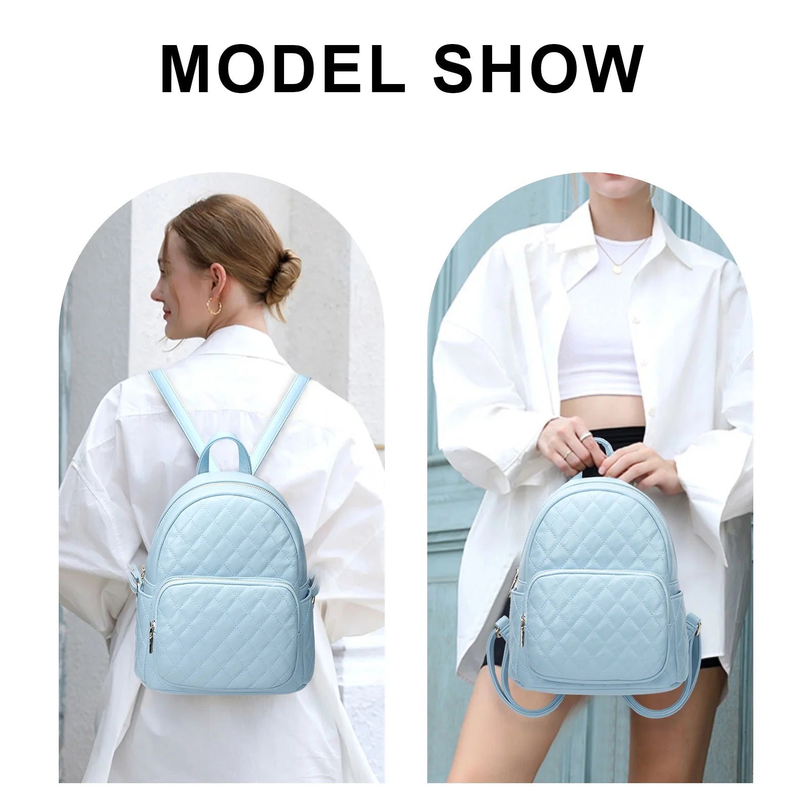 Women Mini Quilted Fashion Backpacks Purse Leather Small Backpack for Travel