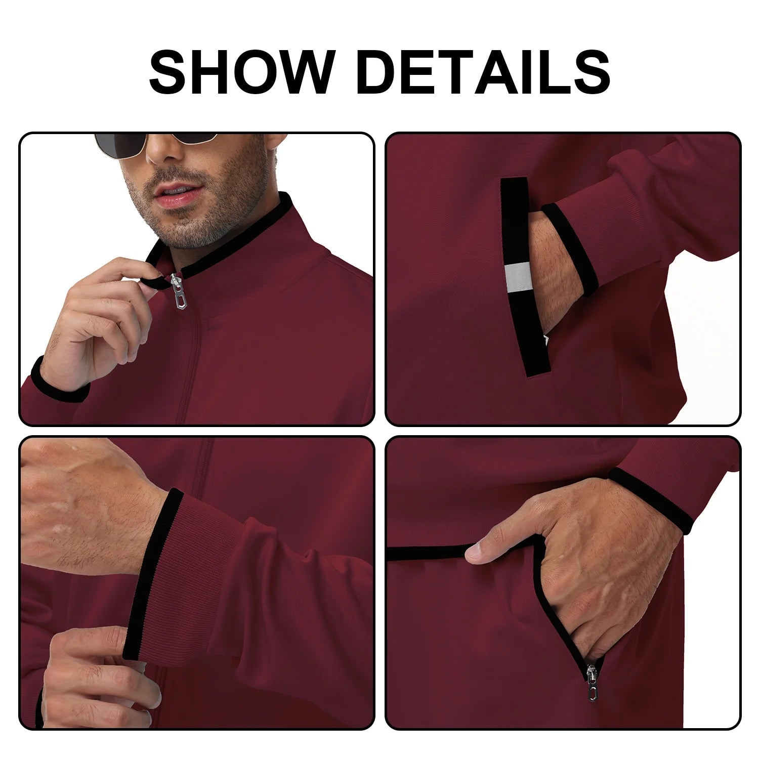 Men'S Tracksuits Sweatsuits for Men Set Track Suits 2 Piece Casual Athletic Jogging Warm up Full Zip Sweat Suits Wine Red XL