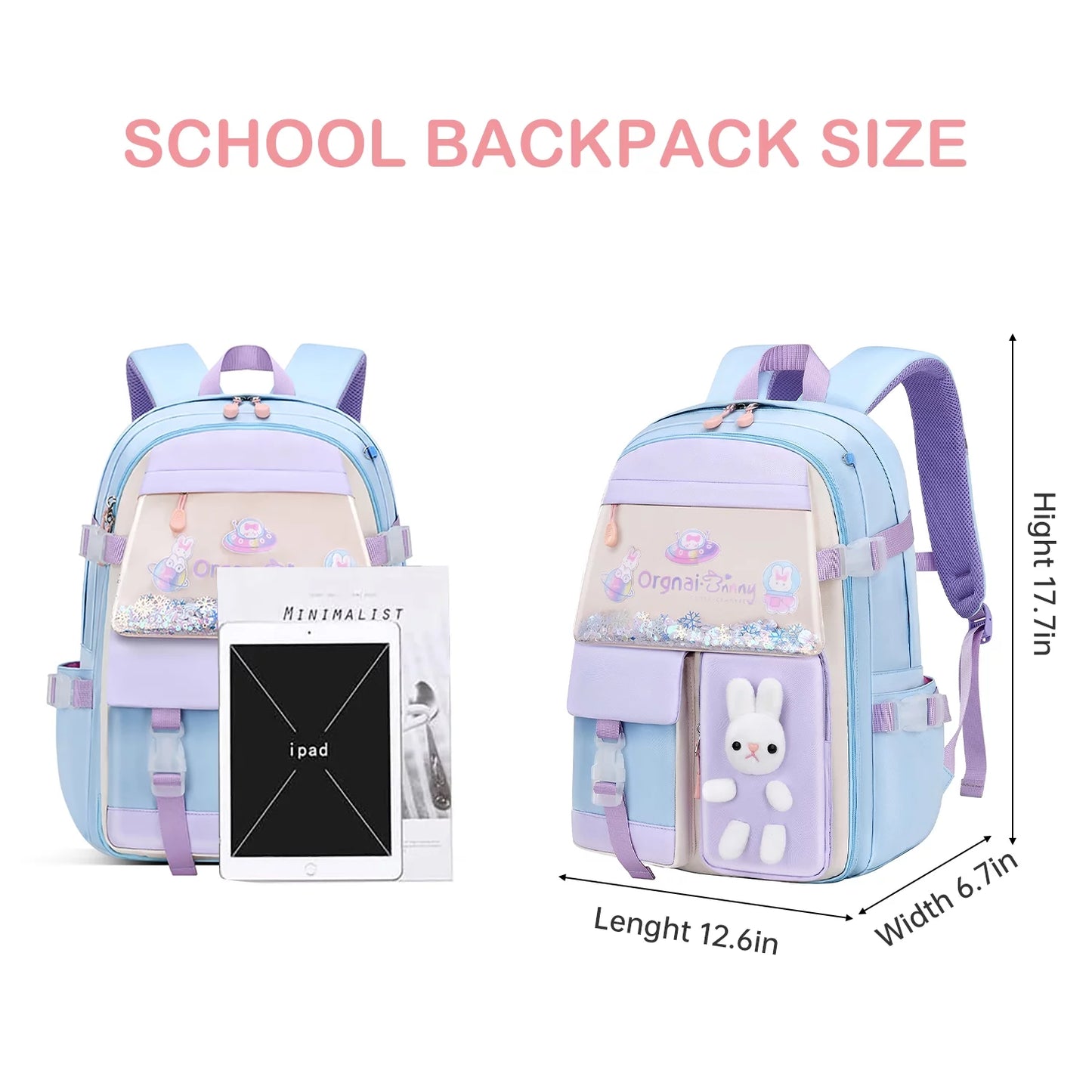 Backpacks Bunny School Backpack Cute Backpack Laptop Bag School Bookbag, Blue