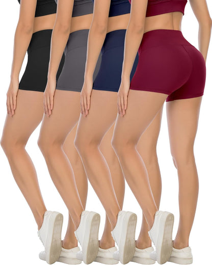 High Waisted Spandex Biker Shorts, Workout Booty Soft Yoga Shorts for Women