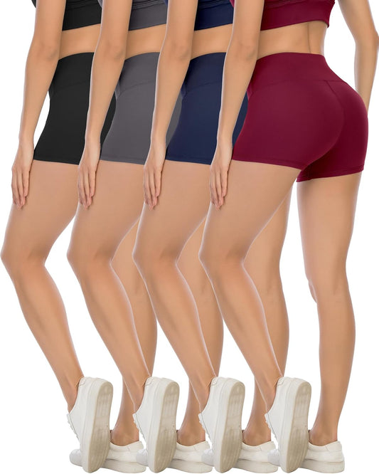 High Waisted Spandex Biker Shorts, Workout Booty Soft Yoga Shorts for Women