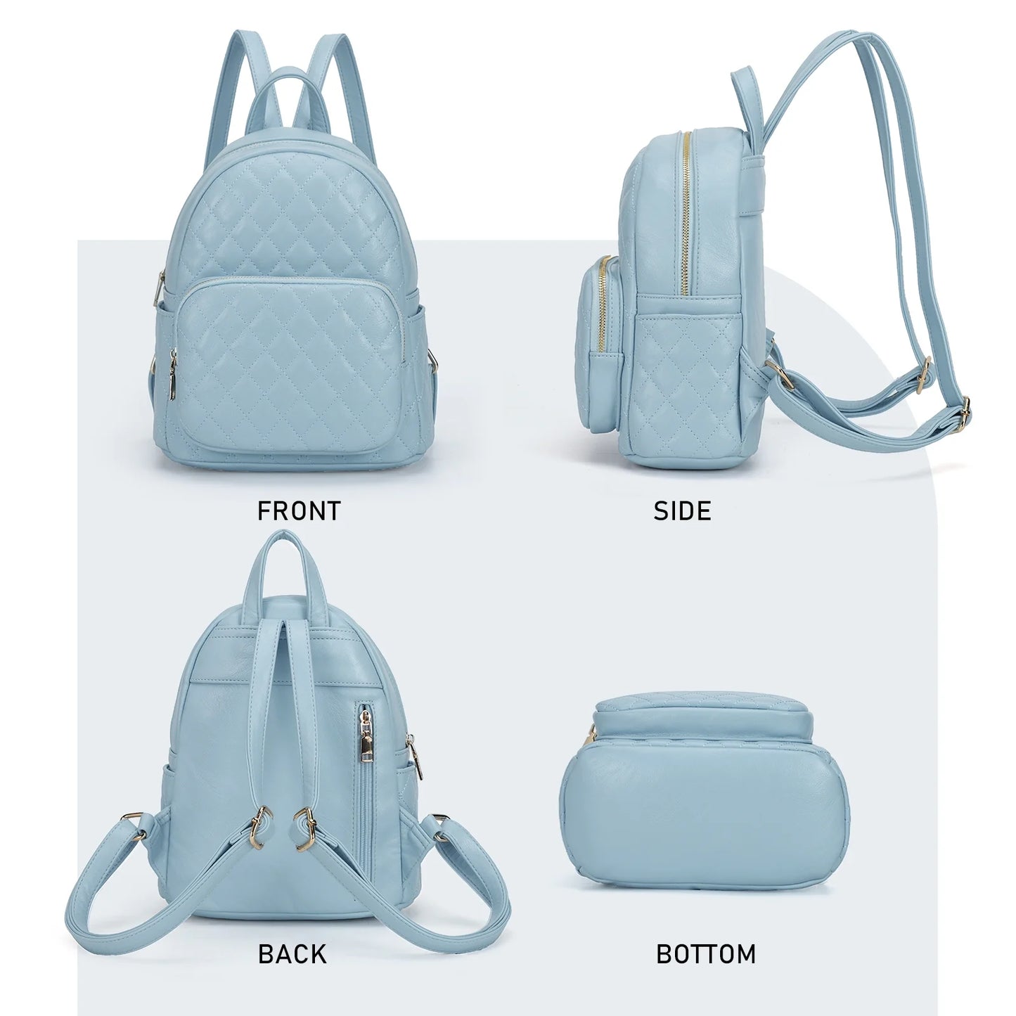 Women Mini Quilted Fashion Backpacks Purse Leather Small Backpack for Travel