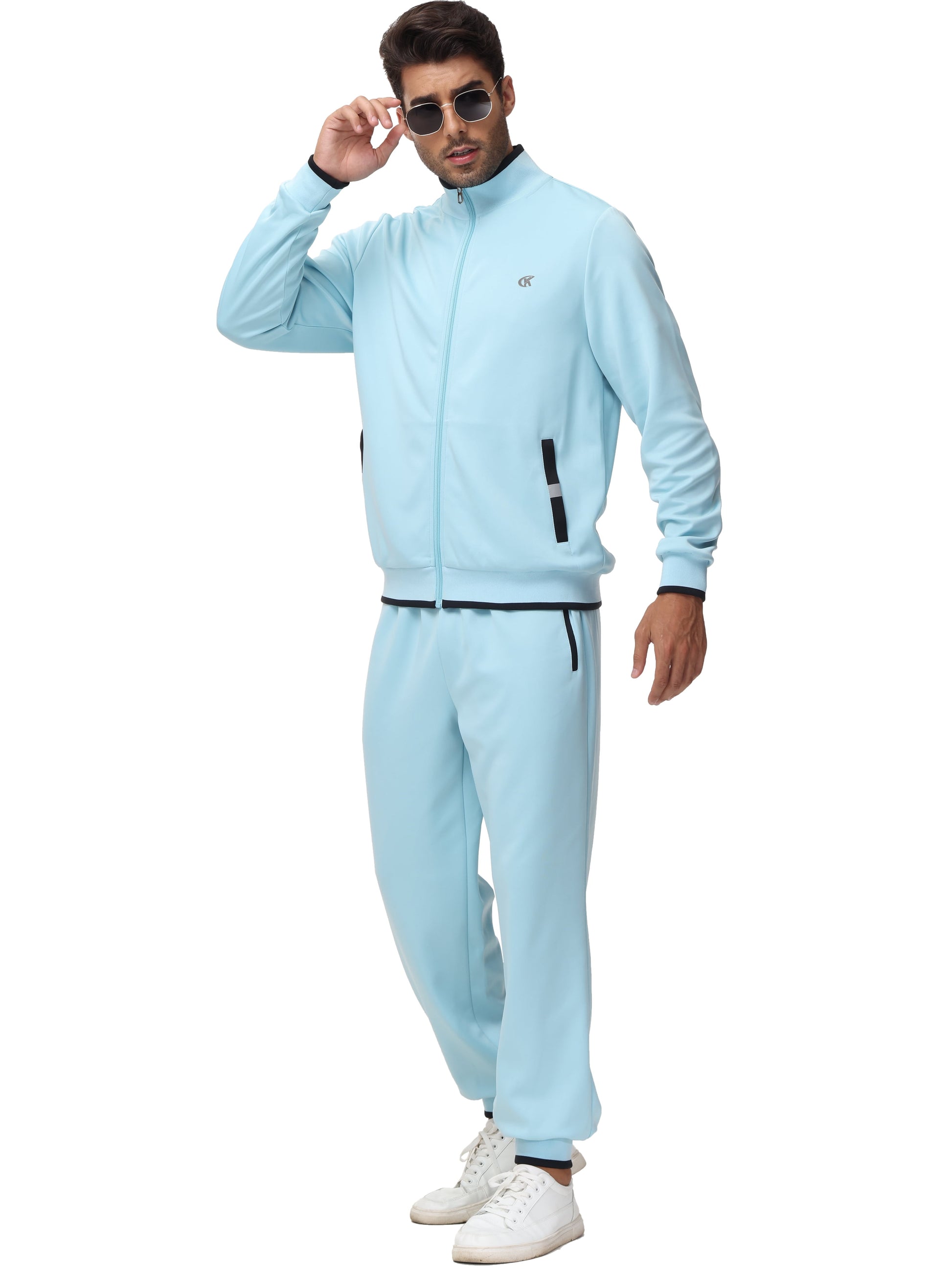 Men'S Tracksuits Sweatsuits for Men Set Track Suits 2 Piece Casual Athletic Jogging Warm up Full Zip Sweat Suits Grayblue S
