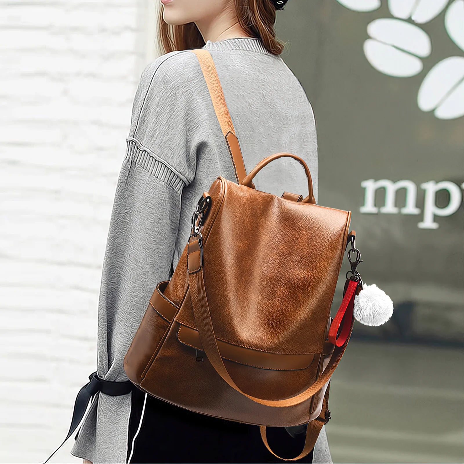 Womens Casual Backpack Purse, PU Leather Anti-Theft Backpack for Women, Stylish Travel Shoulder Bag Brown